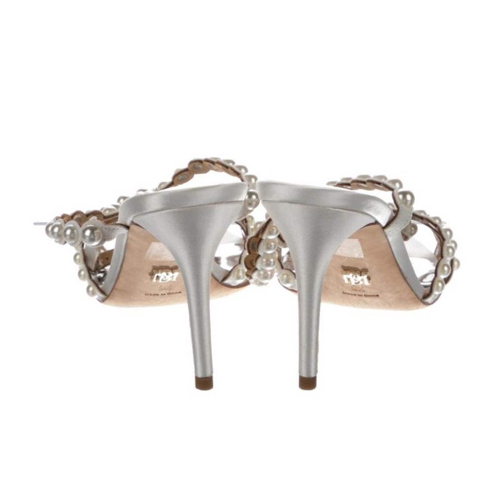 Badgley Mischka Silver Pearl-Embellished Heels - Picture 4 of 5